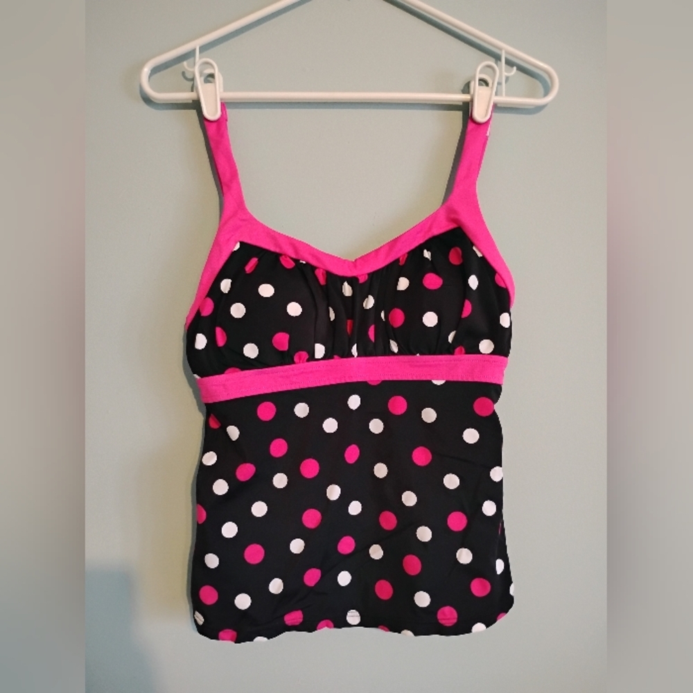 Polka Dot swim top with Pink Accents